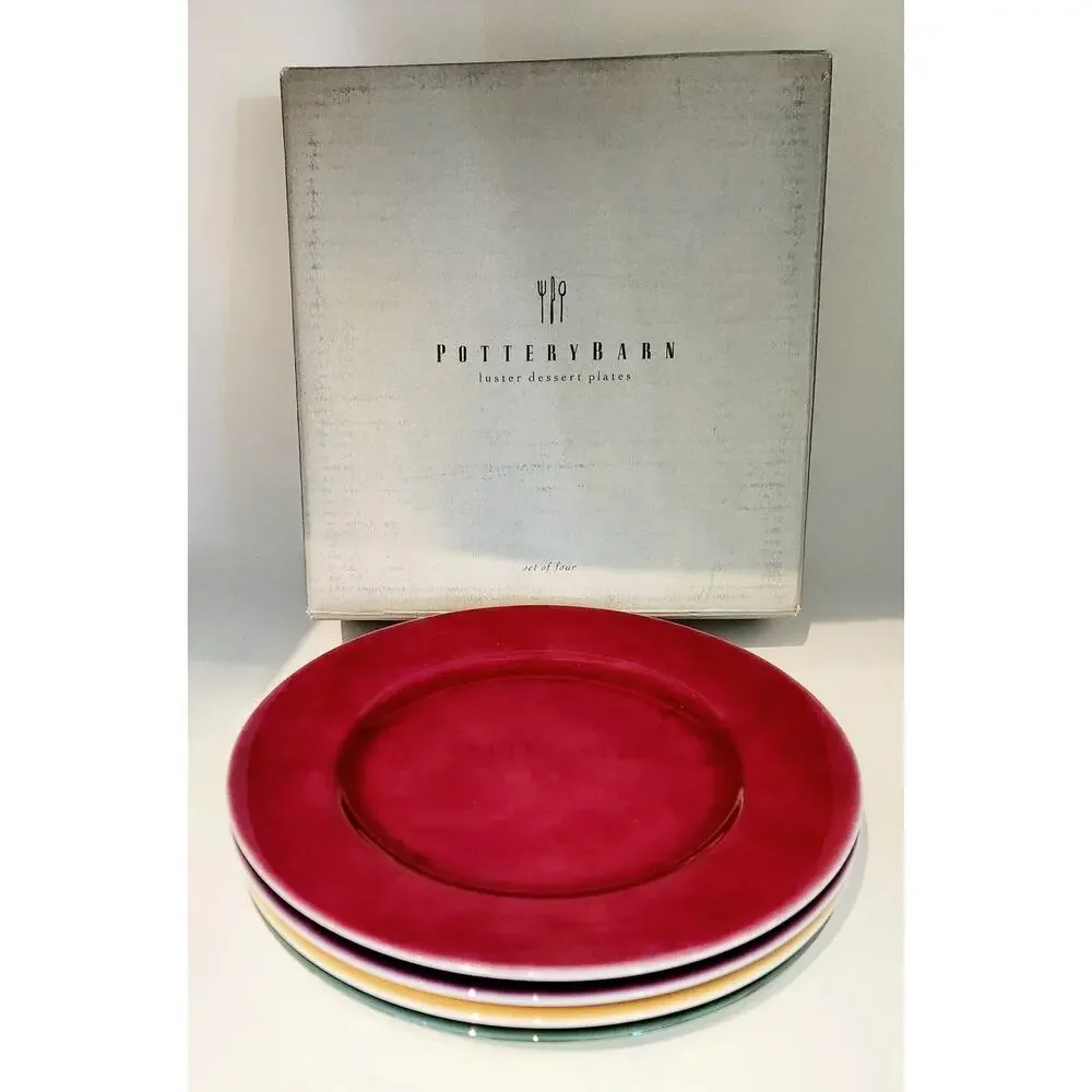 Pottery Barn Luster Dessert Plates Set of 4 Multicolor 8” Japan w/ Boxes